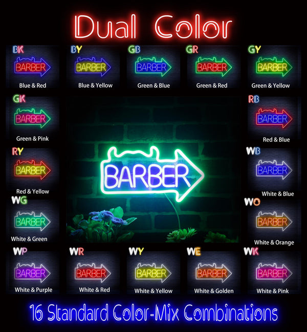 ADVPRO Barber Sign with Arrow Ultra-Bright LED Neon Sign fnu0294 - Dual-Color