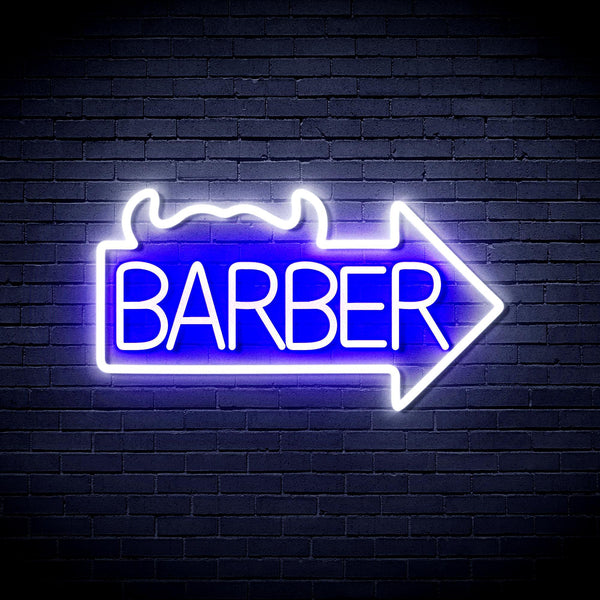 ADVPRO Barber Sign with Arrow Ultra-Bright LED Neon Sign fnu0294 - White & Blue