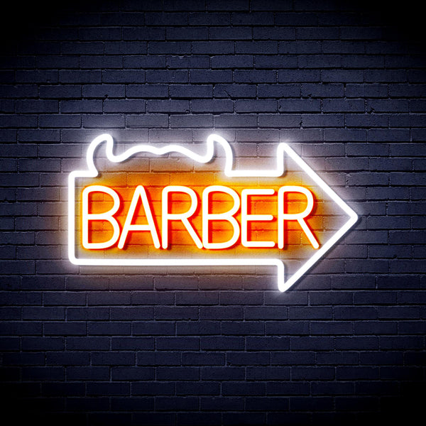 ADVPRO Barber Sign with Arrow Ultra-Bright LED Neon Sign fnu0294 - White & Orange