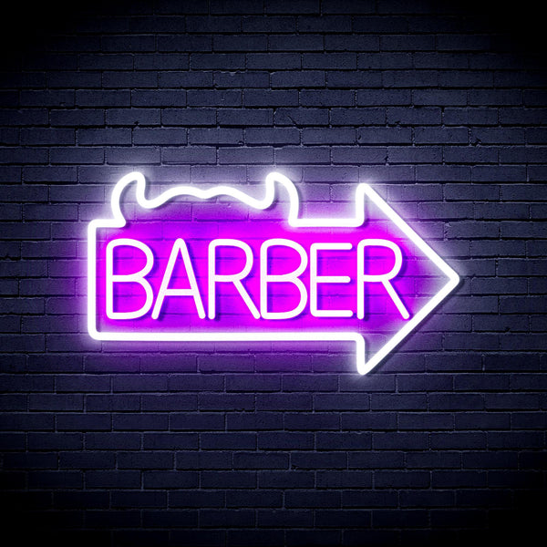 ADVPRO Barber Sign with Arrow Ultra-Bright LED Neon Sign fnu0294 - White & Purple