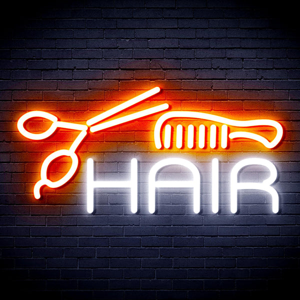 ADVPRO Hair Barber Sign Ultra-Bright LED Neon Sign fnu0295 - White & Orange