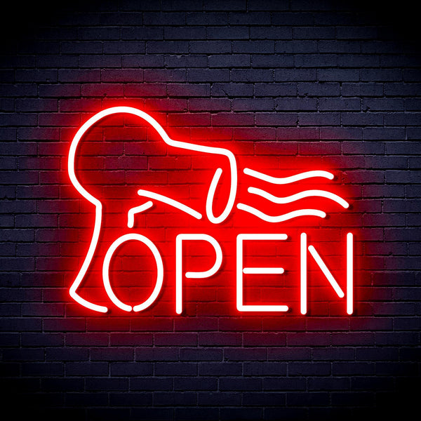 ADVPRO Barber OPEN with Hair Dryer Ultra-Bright LED Neon Sign fnu0296 - Red