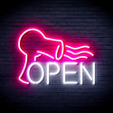 ADVPRO Barber OPEN with Hair Dryer Ultra-Bright LED Neon Sign fnu0296 - White & Pink