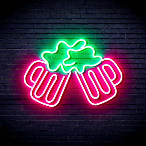 ADVPRO Beer Mugs Ultra-Bright LED Neon Sign fnu0298 - Green & Pink