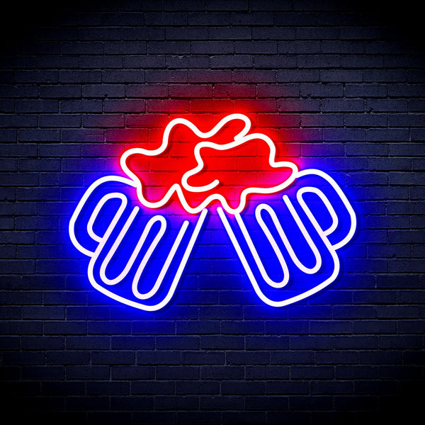 ADVPRO Beer Mugs Ultra-Bright LED Neon Sign fnu0298 - Red & Blue
