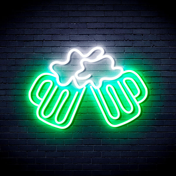 ADVPRO Beer Mugs Ultra-Bright LED Neon Sign fnu0298 - White & Green