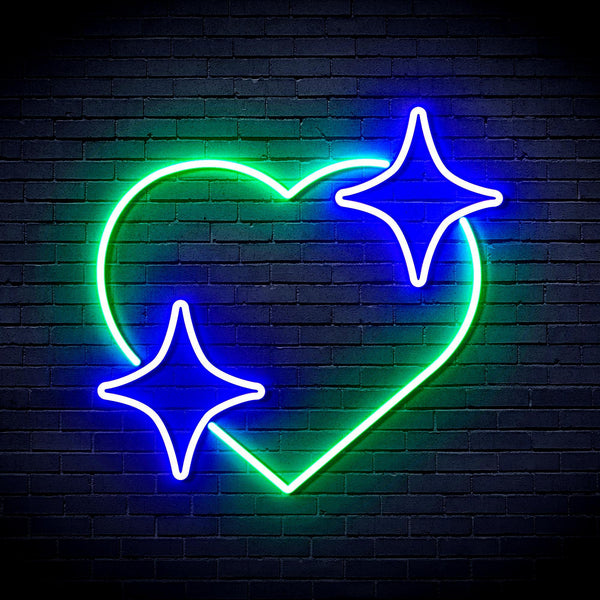 ADVPRO Heart with Stars Ultra-Bright LED Neon Sign fnu0300 - Green & Blue