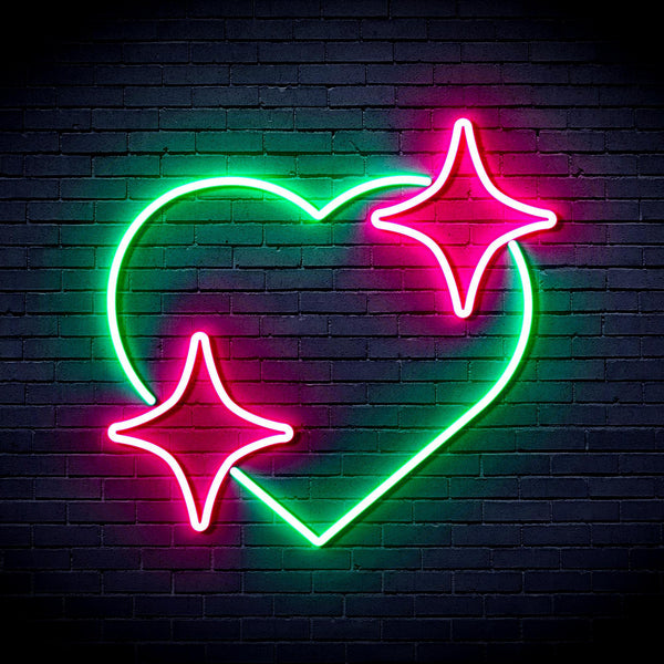 ADVPRO Heart with Stars Ultra-Bright LED Neon Sign fnu0300 - Green & Pink