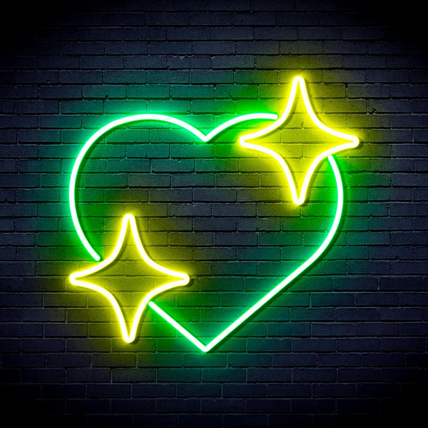 ADVPRO Heart with Stars Ultra-Bright LED Neon Sign fnu0300 - Green & Yellow