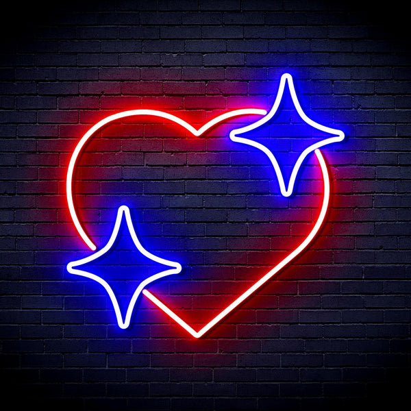 ADVPRO Heart with Stars Ultra-Bright LED Neon Sign fnu0300 - Red & Blue