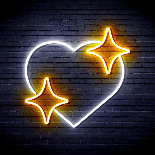 ADVPRO Heart with Stars Ultra-Bright LED Neon Sign fnu0300 - White & Golden Yellow