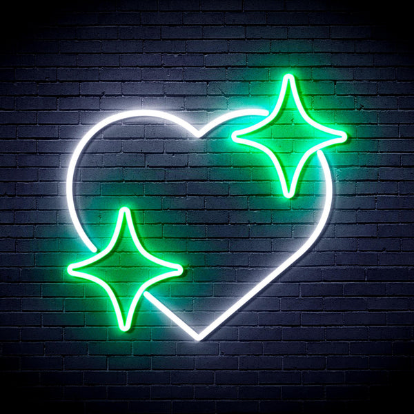 ADVPRO Heart with Stars Ultra-Bright LED Neon Sign fnu0300 - White & Green