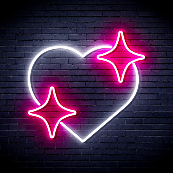 ADVPRO Heart with Stars Ultra-Bright LED Neon Sign fnu0300 - White & Pink