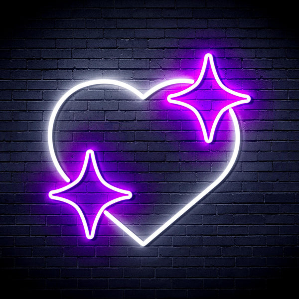 ADVPRO Heart with Stars Ultra-Bright LED Neon Sign fnu0300 - White & Purple