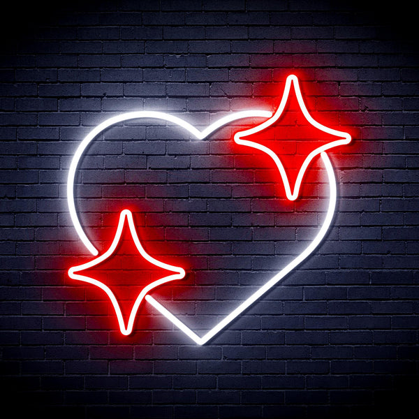 ADVPRO Heart with Stars Ultra-Bright LED Neon Sign fnu0300 - White & Red