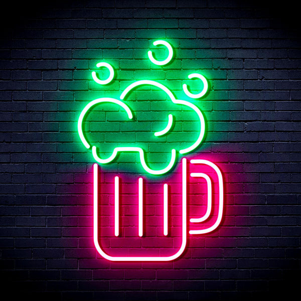 ADVPRO Beer Mug Ultra-Bright LED Neon Sign fnu0302 - Green & Pink