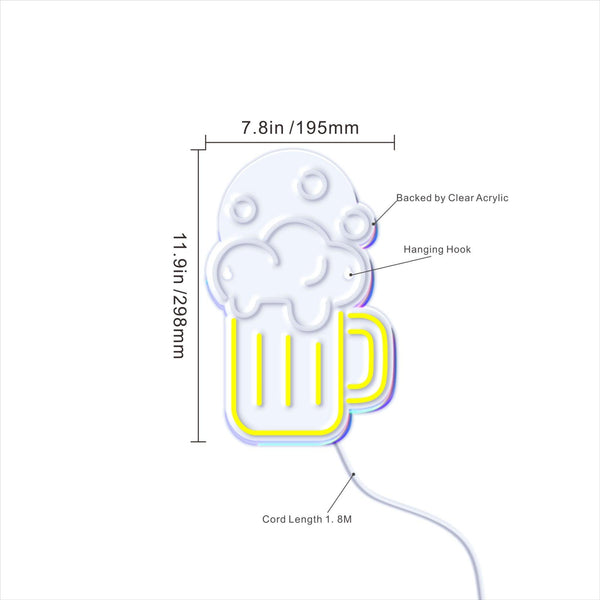 ADVPRO Beer Mug Ultra-Bright LED Neon Sign fnu0302 - Size