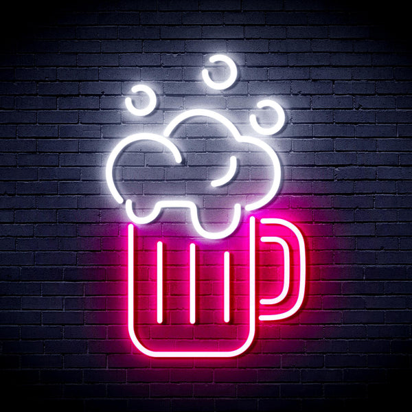 ADVPRO Beer Mug Ultra-Bright LED Neon Sign fnu0302 - White & Pink