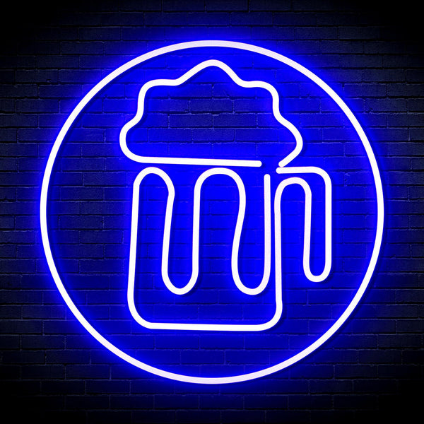 ADVPRO Beer Mug in Circle Ultra-Bright LED Neon Sign fnu0311 - Blue