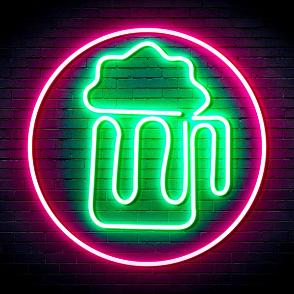 ADVPRO Beer Mug in Circle Ultra-Bright LED Neon Sign fnu0311 - Green & Pink