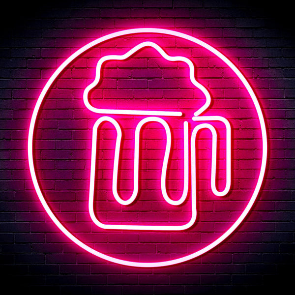 ADVPRO Beer Mug in Circle Ultra-Bright LED Neon Sign fnu0311 - Pink