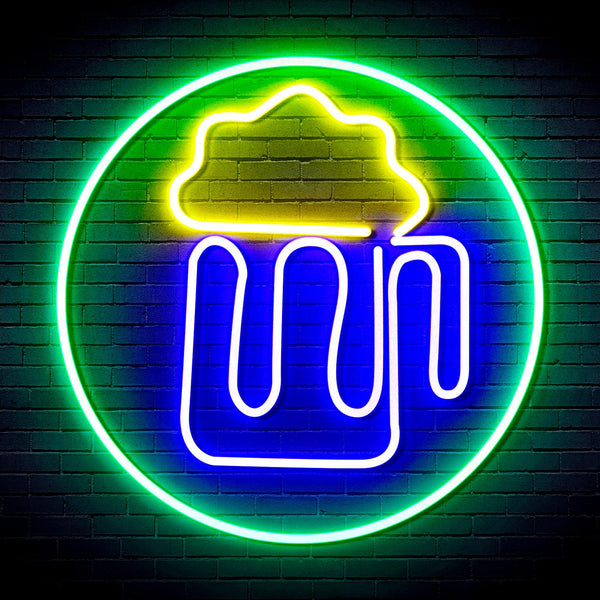 ADVPRO Beer Mug in Circle Ultra-Bright LED Neon Sign fnu0311 - Multi-Color 2