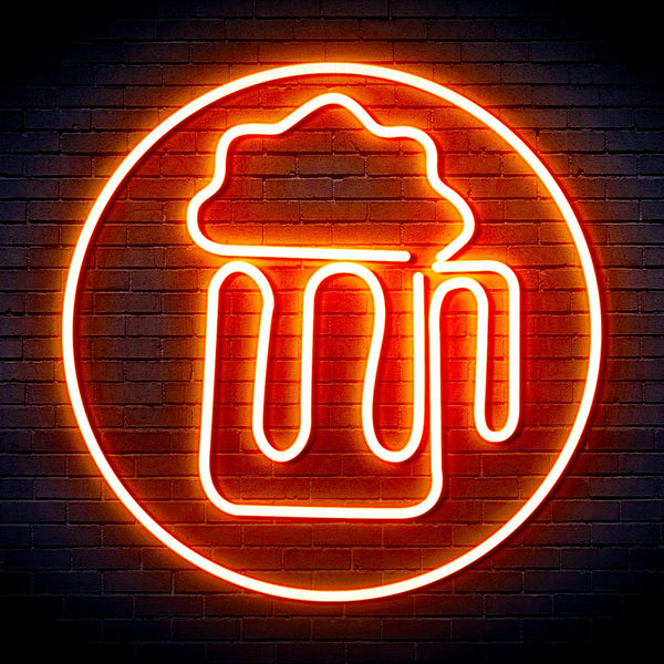 ADVPRO Beer Mug in Circle Ultra-Bright LED Neon Sign fnu0311 - Orange