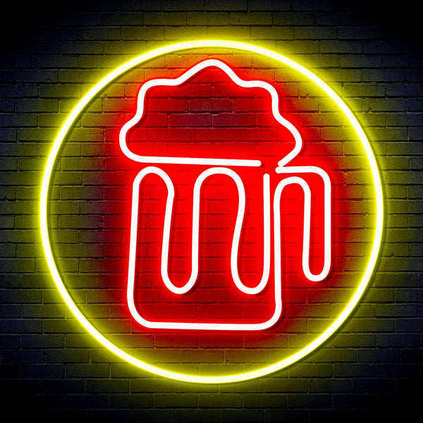 ADVPRO Beer Mug in Circle Ultra-Bright LED Neon Sign fnu0311 - Red & Yellow