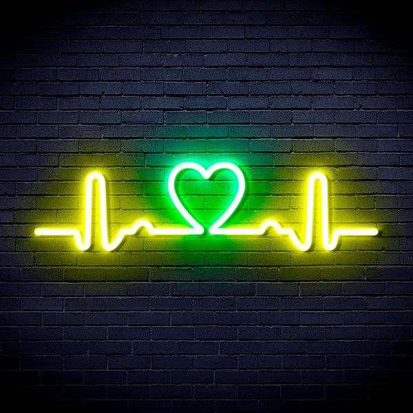 ADVPRO Electrocardiogram with Heart Ultra-Bright LED Neon Sign fnu0312 - Green & Yellow
