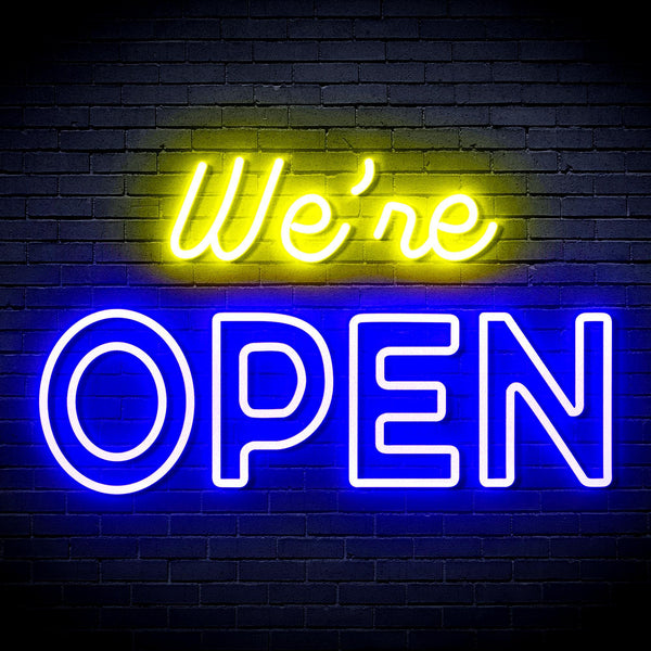 ADVPRO We 're OPEN Ultra-Bright LED Neon Sign fnu0313 - Blue & Yellow
