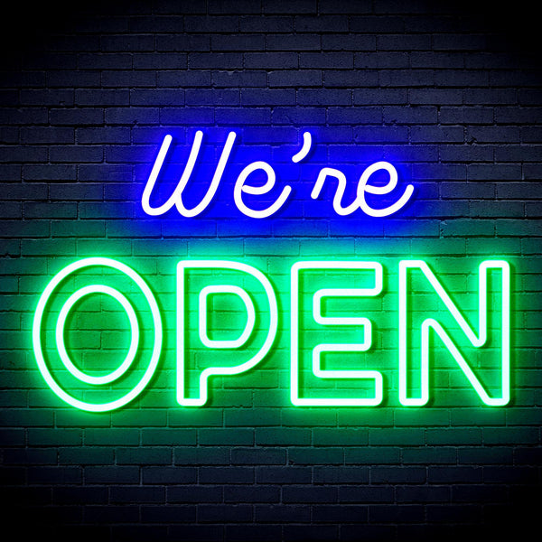 ADVPRO We 're OPEN Ultra-Bright LED Neon Sign fnu0313 - Green & Blue