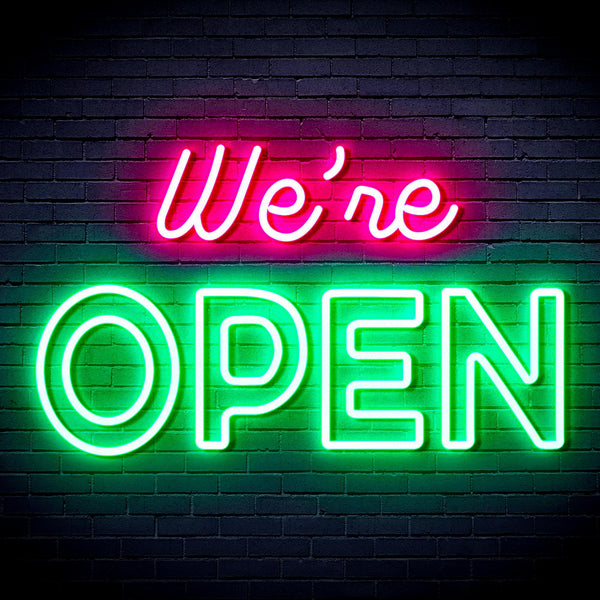 ADVPRO We 're OPEN Ultra-Bright LED Neon Sign fnu0313 - Green & Pink