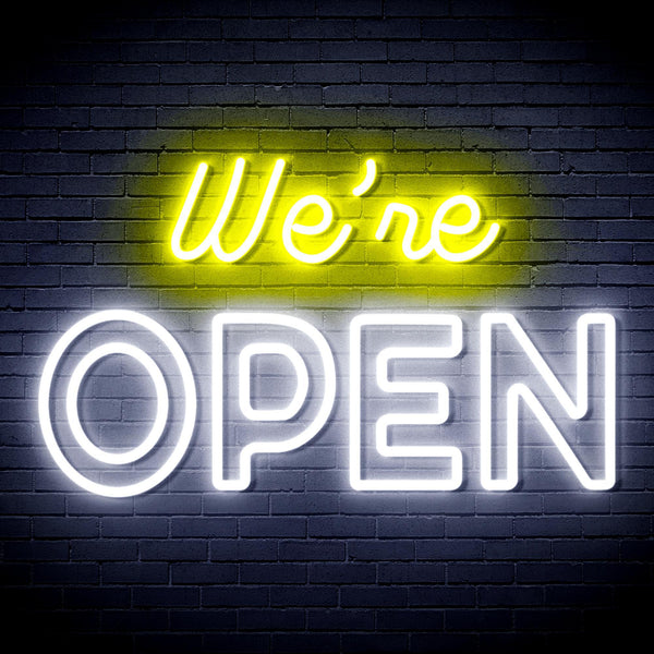 ADVPRO We 're OPEN Ultra-Bright LED Neon Sign fnu0313 - White & Yellow
