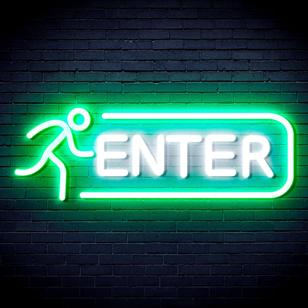 ADVPRO ENTER SIGN Ultra-Bright LED Neon Sign fnu0318 - White & Green