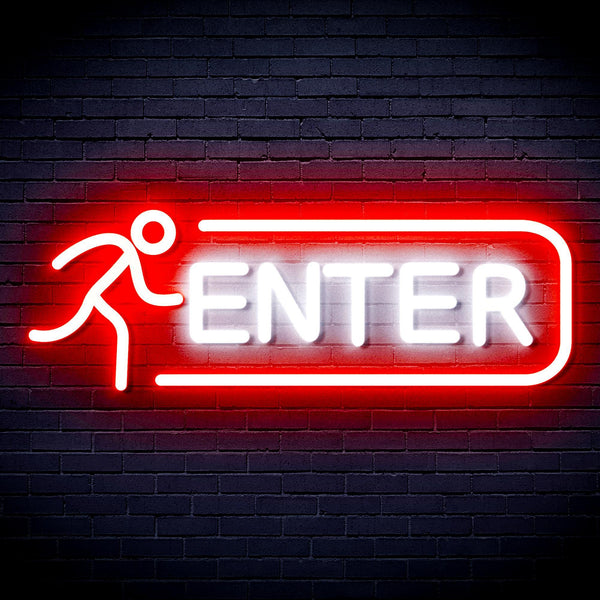 ADVPRO ENTER SIGN Ultra-Bright LED Neon Sign fnu0318 - White & Red