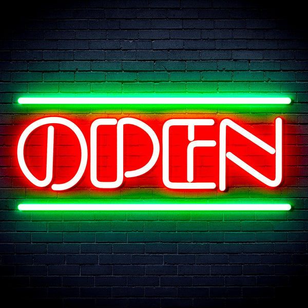 ADVPRO OPEN Sign Ultra-Bright LED Neon Sign fnu0319 - Green & Red