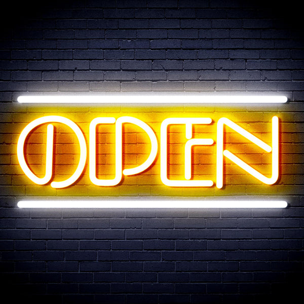 ADVPRO OPEN Sign Ultra-Bright LED Neon Sign fnu0319 - White & Golden Yellow
