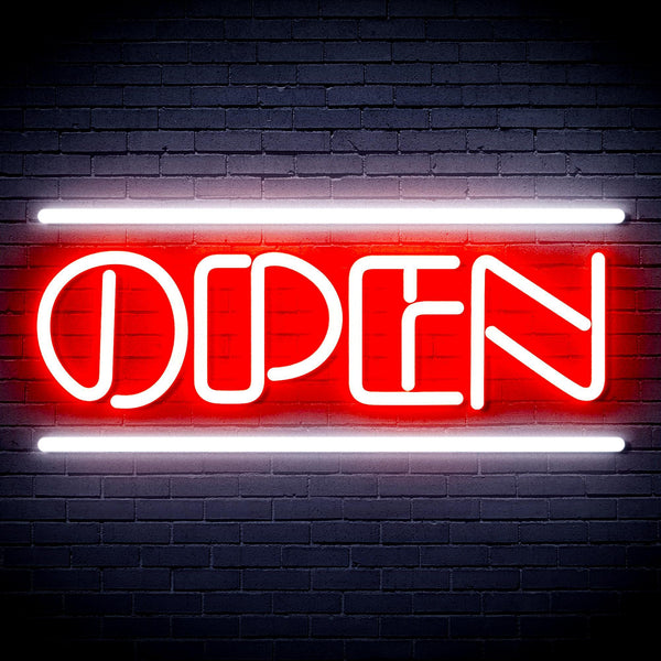 ADVPRO OPEN Sign Ultra-Bright LED Neon Sign fnu0319 - White & Red
