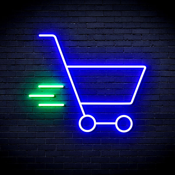 ADVPRO Shopping Cart Ultra-Bright LED Neon Sign fnu0324 - Green & Blue
