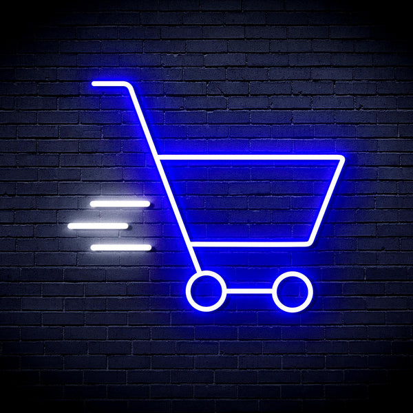 ADVPRO Shopping Cart Ultra-Bright LED Neon Sign fnu0324 - White & Blue