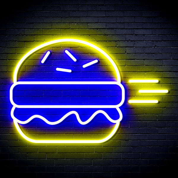 ADVPRO Hamburger Ultra-Bright LED Neon Sign fnu0326 - Blue & Yellow