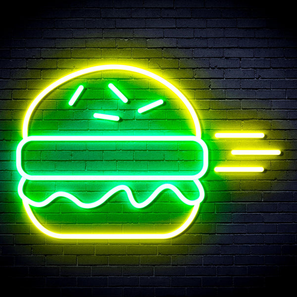 ADVPRO Hamburger Ultra-Bright LED Neon Sign fnu0326 - Green & Yellow