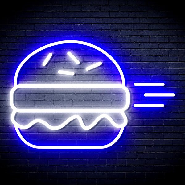 ADVPRO Hamburger Ultra-Bright LED Neon Sign fnu0326 - White & Blue