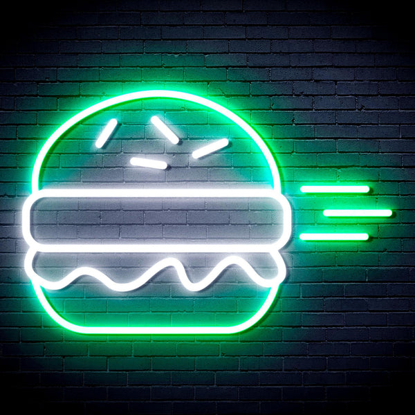 ADVPRO Hamburger Ultra-Bright LED Neon Sign fnu0326 - White & Green
