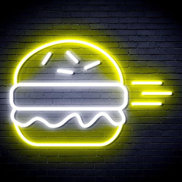 ADVPRO Hamburger Ultra-Bright LED Neon Sign fnu0326 - White & Yellow