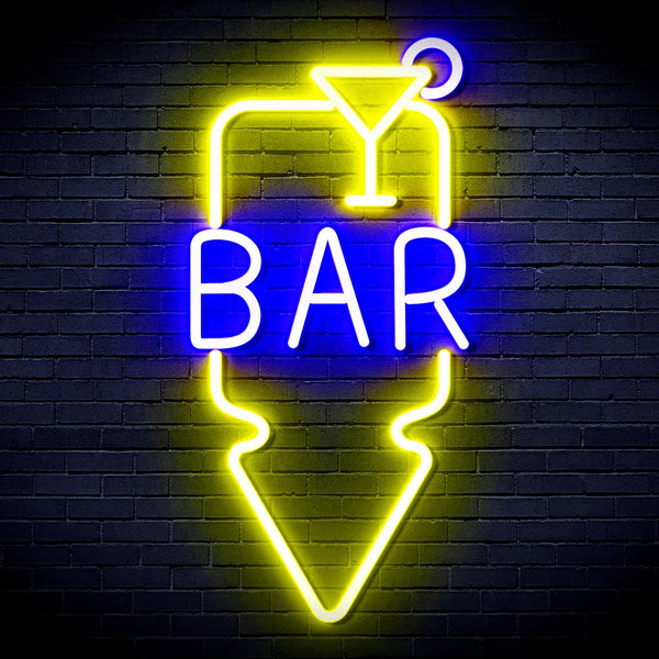 ADVPRO Bar and Down Arrow Ultra-Bright LED Neon Sign fnu0330 - Blue & Yellow