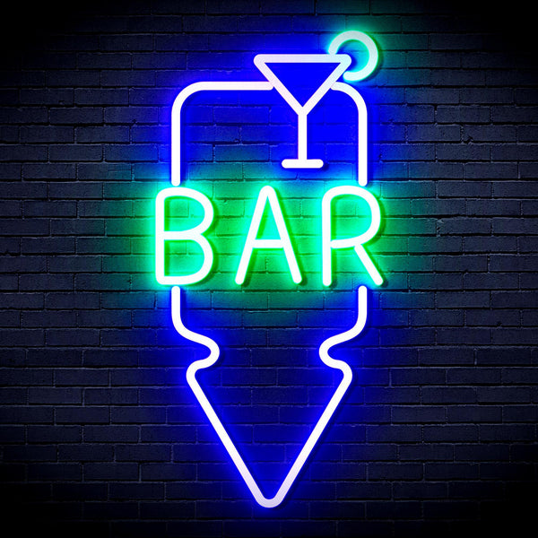 ADVPRO Bar and Down Arrow Ultra-Bright LED Neon Sign fnu0330 - Green & Blue