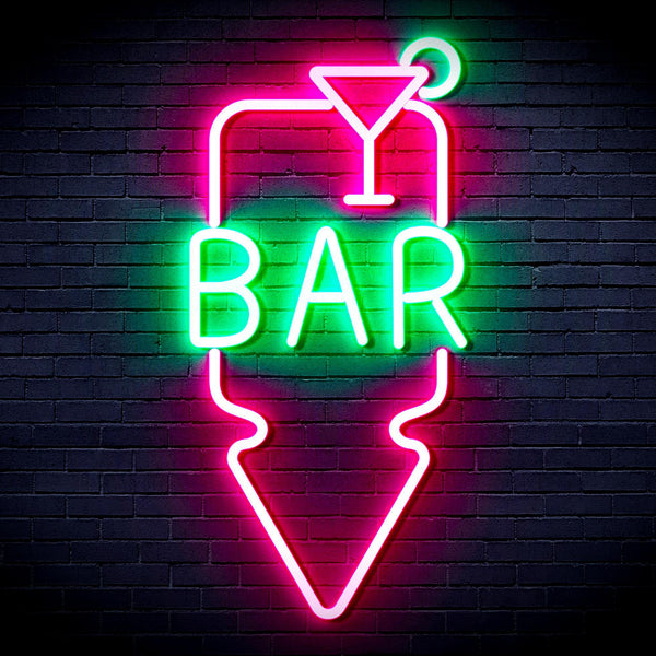 ADVPRO Bar and Down Arrow Ultra-Bright LED Neon Sign fnu0330 - Green & Pink