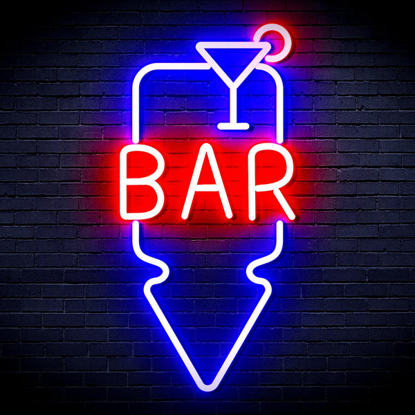 ADVPRO Bar and Down Arrow Ultra-Bright LED Neon Sign fnu0330 - Red & Blue