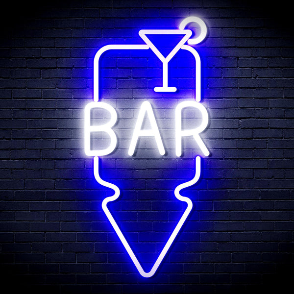 ADVPRO Bar and Down Arrow Ultra-Bright LED Neon Sign fnu0330 - White & Blue